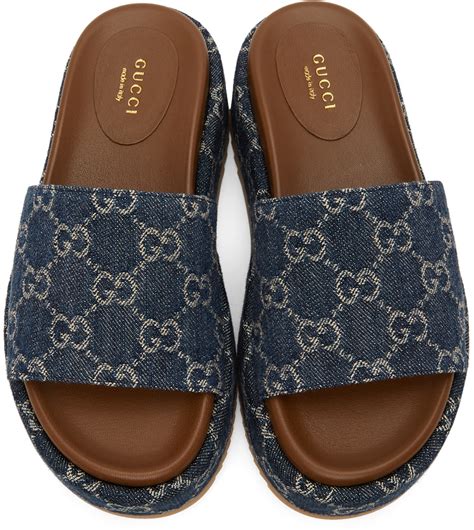 women blue gucci slides|Gucci slides women's selfridges.